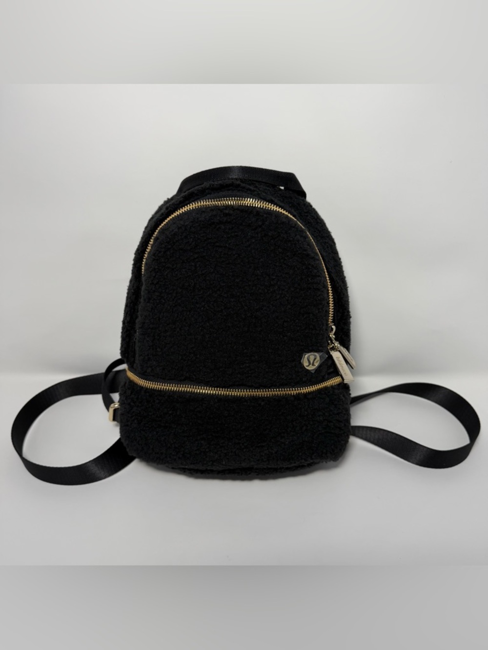 NWT City Adventurer Backpack Micro *Fleece Black with Gold Accents